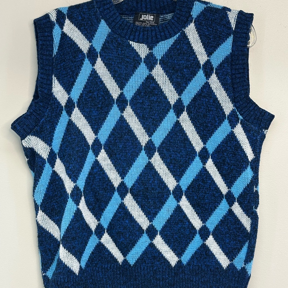 Jolie Blue Argyle Crewneck Sweater vest size Large